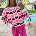Damen Pullover mit Herzmuster und komfortablem Schnitt R&B
