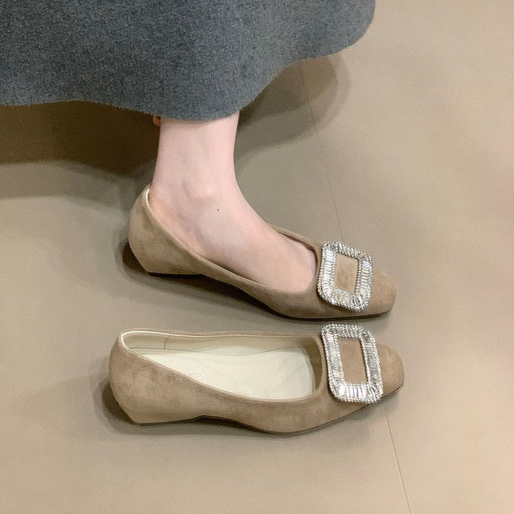 Damen elegante Ballerinas mit funkelnder Schnallenverzierung R&B