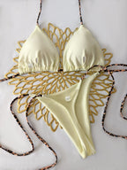 Damen Triangel-Bikini-Set mit verstellbaren Trägern und modischem Leoprint R&B