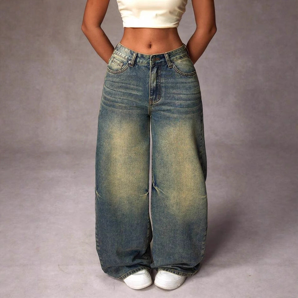 Damen Weite Bootcut-Jeans im lässigen Oversized-Schnitt R&B