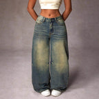 Damen Weite Bootcut-Jeans im lässigen Oversized-Schnitt R&B