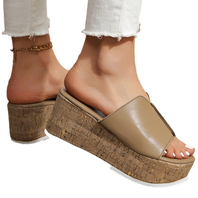 Damen Wedge-Pantoletten mit gekreuzten Riemen und Korksohle R&B