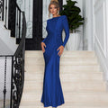 Damen Elegantes Langarm-Maxikleid mit Raffungen
