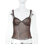 Damen Transparentes Spagetti-Top mit Rüschendetails R&B