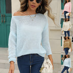 Damen luftiger Strickpullover mit Rundhalsausschnitt und halben Ärmeln R&B