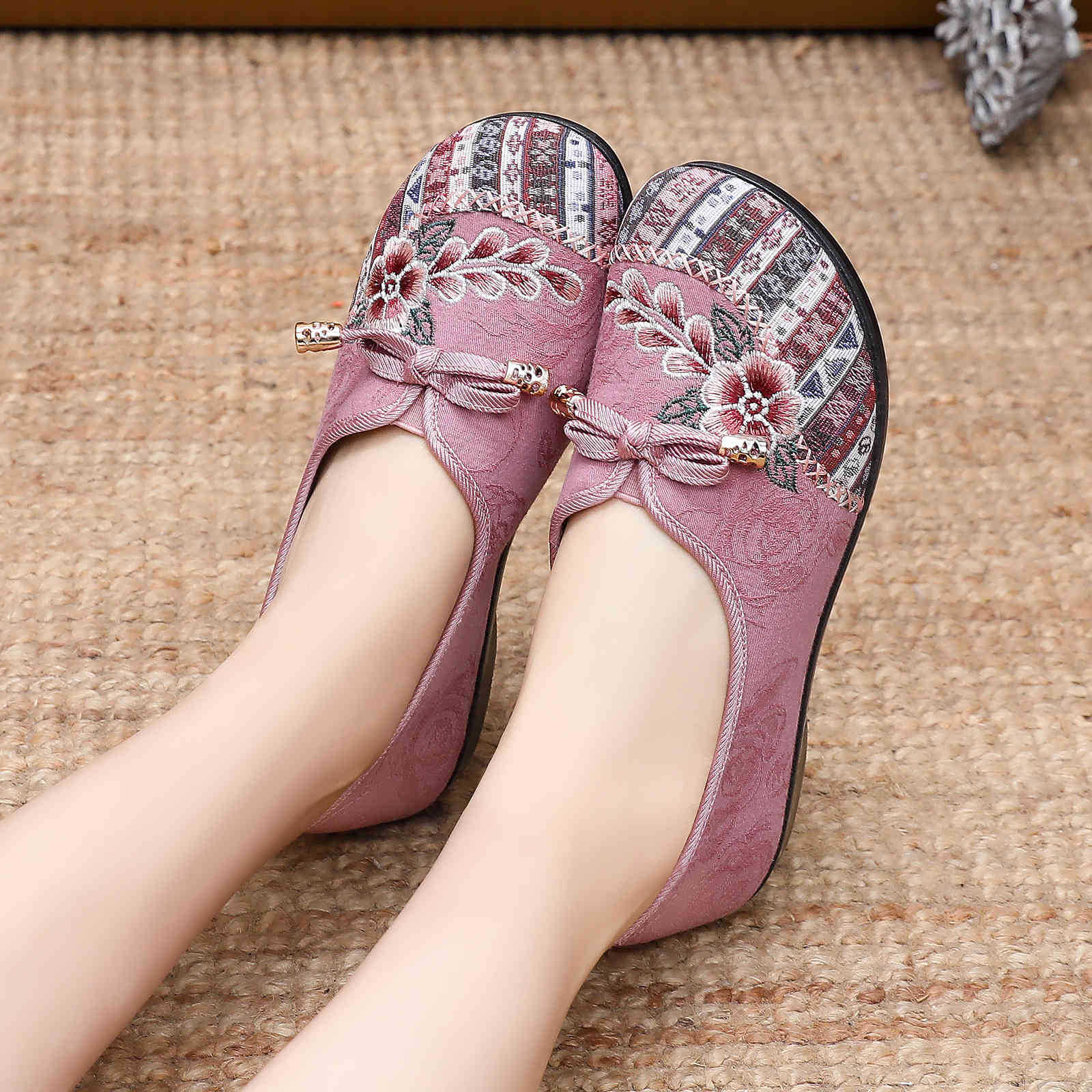 Damen Bequeme Ballerinas mit floralem Design und elastischem Einstieg R&B