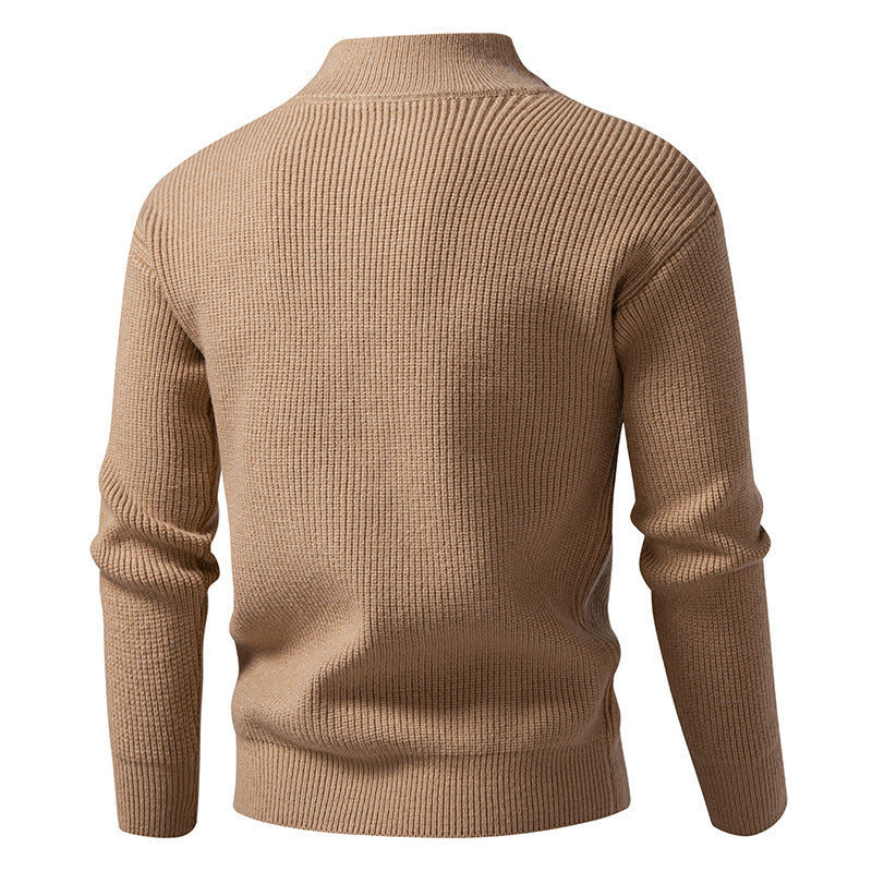 Herren modische Strickjacke mit Stehkragen und durchgehendem Reißverschluss R&B