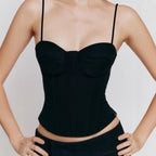 Damen Corsage-Top mit feinen Trägern und strukturiertem Design R&B