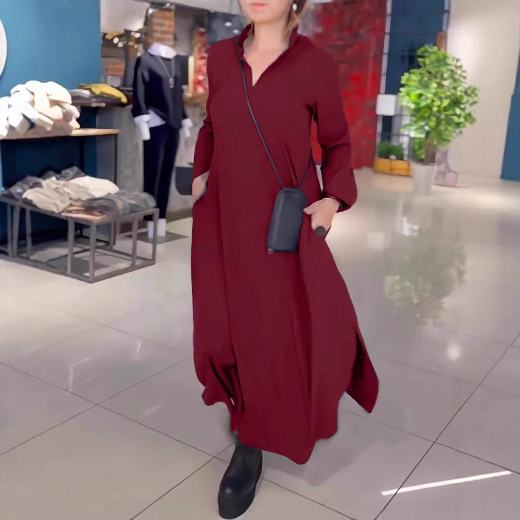 Damen Hemdkleid mit praktischen Seitentaschen und fließendem Schnitt R&B