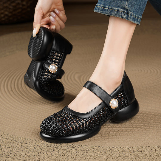 Damen Komfortable Ballerinas mit verziertem Riemen R&B