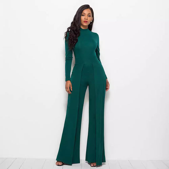 Damen Eleganter und fließender Jumpsuit mit langen Ärmeln R&B