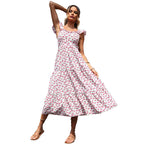 Damen Maxi-Kleid mit romantischen Volantärmeln und floralem Design R&B