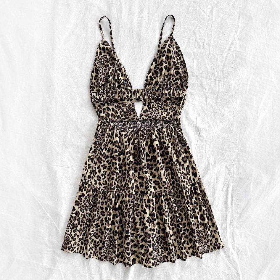 Damen Kleid mit raffiniertem Leo-Design und verstellbaren Trägern R&B