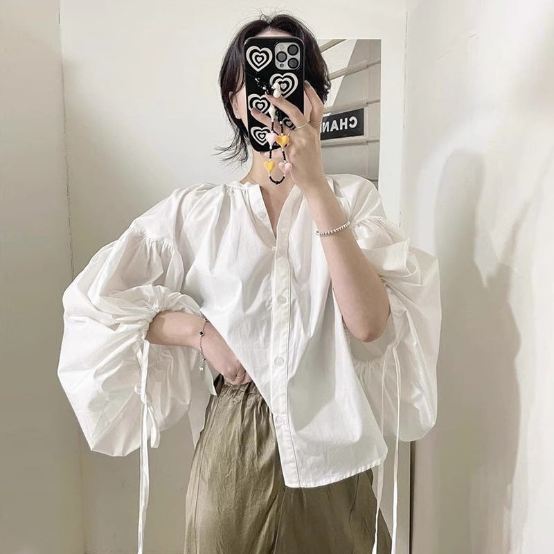 Damen Statement Puffärmel Bluse R&B