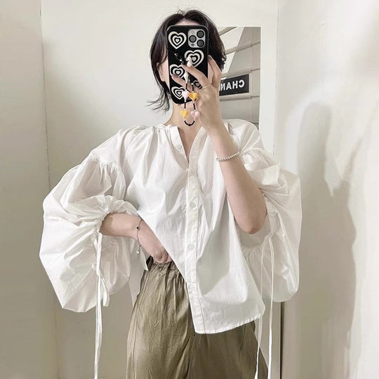 Damen Statement Puffärmel Bluse R&B