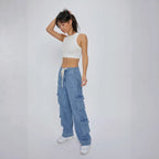 Damen Cargo-Jeans mit lockerer Passform und praktischen Seitentaschen R&B