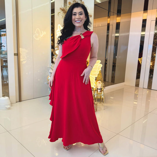 Damen Maxikleid mit eleganter Raffung R&B