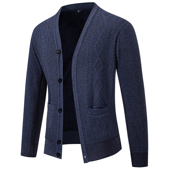 Herren Strickjacke mit strukturiertem Design und Knopfverschluss R&B