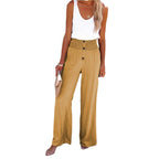 Damen Weite Palazzo-Hose mit dekorativer Knopfdetail und hohem Taillenbund