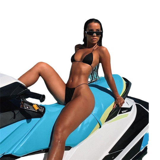 Damen Triangel-Bikini-Set mit modischen Bindebändern R&B