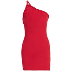 Damen Figurbetontes One-Shoulder Kleid mit Rüschen R&B
