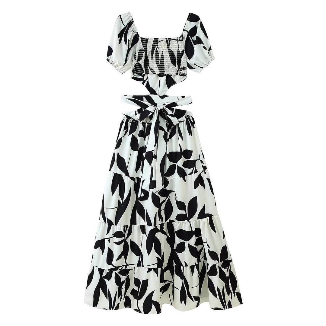 Damen Maxikleid mit floralem Cut-Out und Rüschendetails R&B