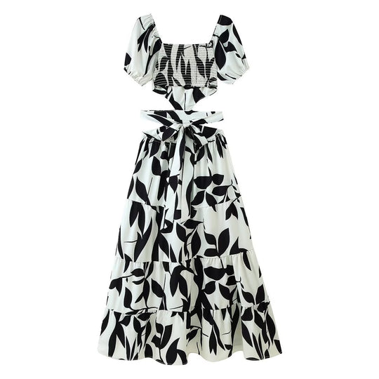 Damen Maxikleid mit floralem Cut-Out und Rüschendetails R&B
