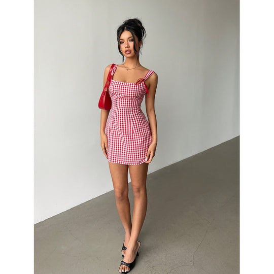 Damen Minikleid mit schickem V-Ausschnitt und dekorativem Rückenausschnitt R&B