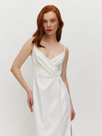 Damen elegantes Wickelkleid mit verstellbaren Trägern und schickem Frontschlitz R&B