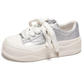 Damen Plateau Sneakers mit metallisch-glänzender Oberfläche und robustem Sohlenprofil R&B