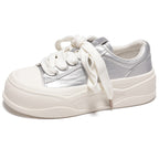 Damen Plateau Sneakers mit metallisch-glänzender Oberfläche und robustem Sohlenprofil R&B