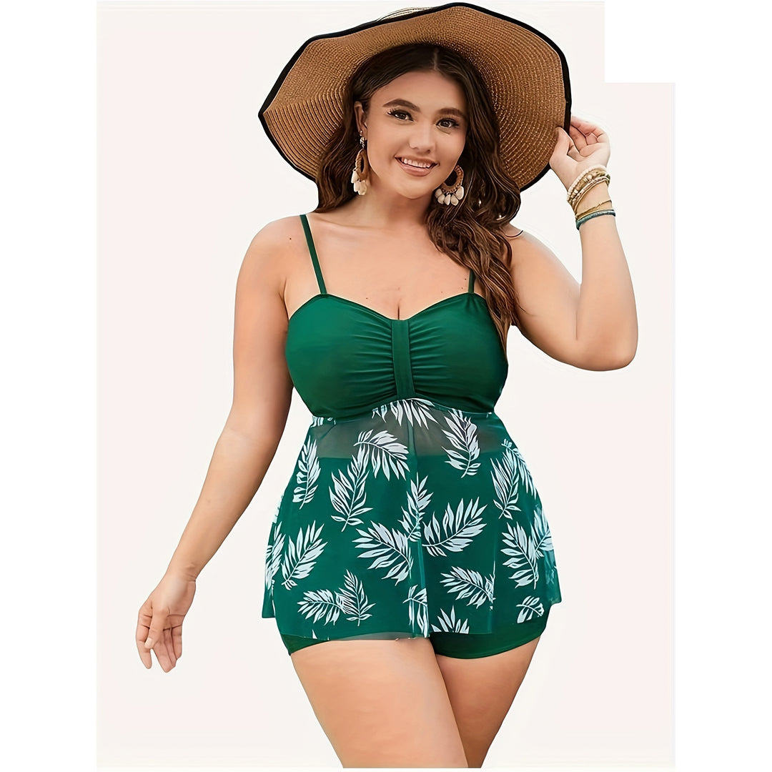Damen Tankini-Oberteil mit fließendem Schnitt und floralem Design R&B