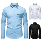 Herren elegantes Hemd mit kunstvollem Bestickungsdesign R&B