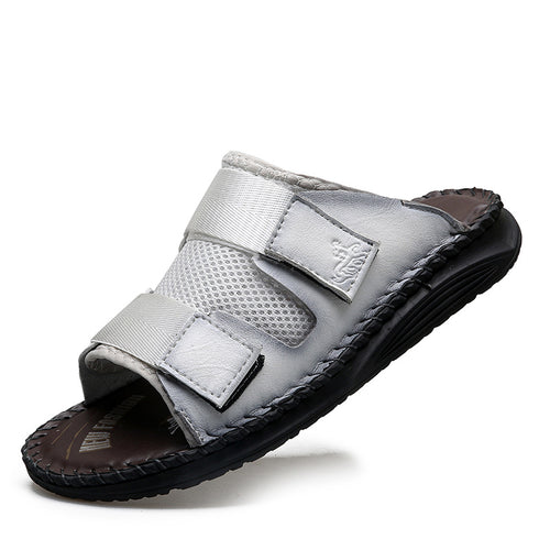 Herren Atmungsaktive Leder-Sandalen mit verstellbarem Klettverschluss R&B