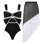 Damen Badeanzug mit modischem Bogen-Design und dazu passendem Rock R&B