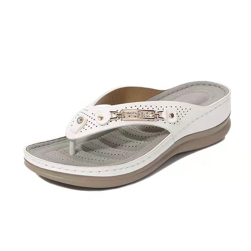Damen Bequeme Zehentrenner-Sandalen mit ergonomischem Fußbett