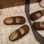 Damen Kuschelige Hausschuhe mit verstellbarem Riemen und weichem Innenfutter R&B