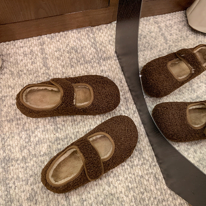 Damen Kuschelige Hausschuhe mit verstellbarem Riemen und weichem Innenfutter R&B