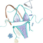 Damen Triangel-Bikini mit Karomuster und raffinierten BindR&Bändern R&B