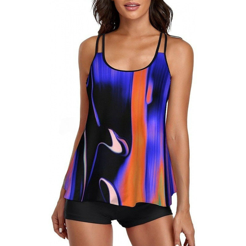 Damen Sportliches Tankini-Set mit bequemem Shorts und verstellbaren Trägern R&B