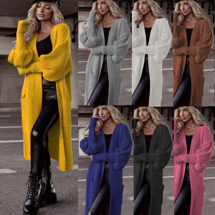 Damen Grobstrickmantel im lässigen Oversized-Stil mit tiefen Taschen