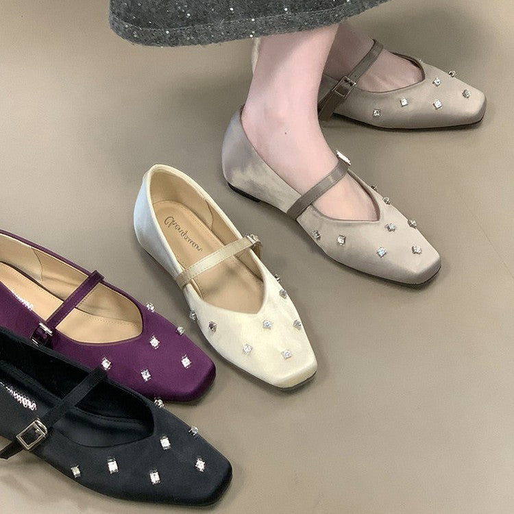 Damen Ballerinas mit dekorativen Strassdetails und komfortablem Riemchen R&B