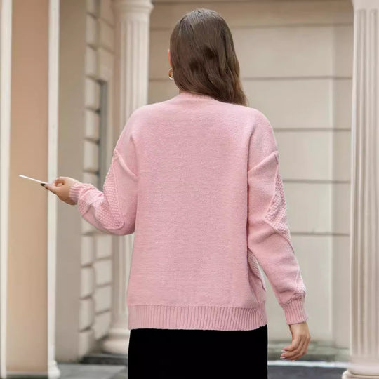 Damen Strickjacke mit feinem Zopfmuster und praktischen Knopfdetails R&B