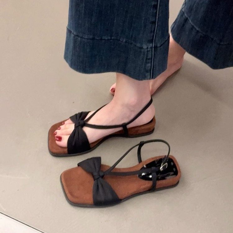 Damen elegante Sandalen mit dekorativem Schleifendetail und rutschfester Sohle R&B