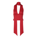 Damen Halterneck-Oberteil mit raffiniertem Schlaufen-Design R&B