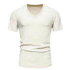 Herren V-Ausschnitt T-Shirt mit strukturiertem Muster