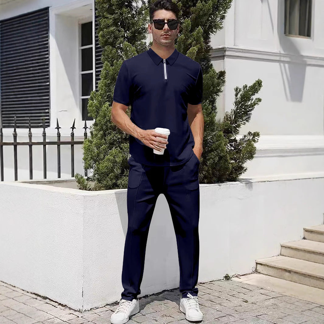 Herren nan urbanes Reise-Poloshirt mit kurzem Frontreißverschluss, elastischem Interlock und knitterarmer Pflege R&B