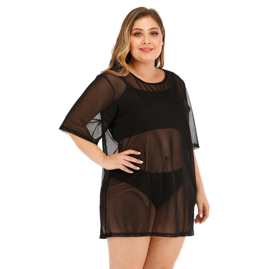 Damen transparenter Strandüberwurf mit weitem Schnitt R&B