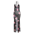 Damen Maxi Strandkleid mit floralem Mesh-Design und tiefem V-Ausschnitt R&B