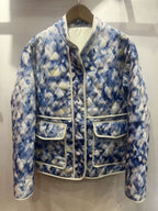 Damen gestepptes Blütenmuster-Jacke mit praktischen Taschen R&B